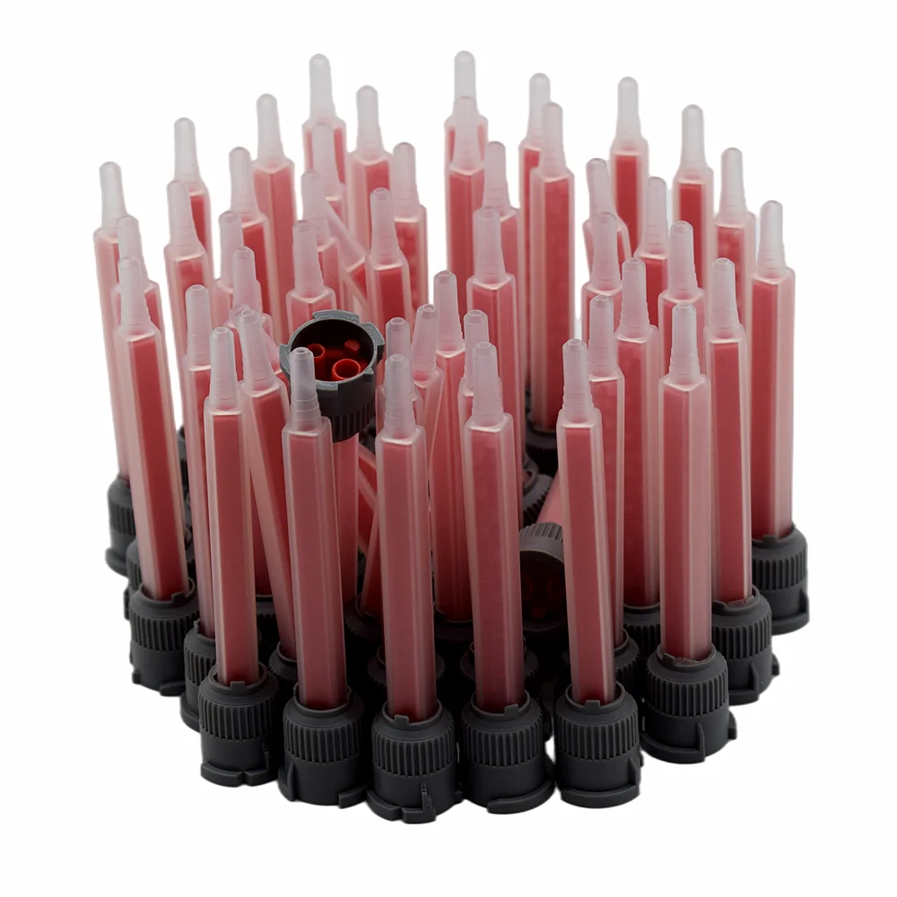 

10:1 Mixing Nozzle AB Glue Mixed Tube Dual Cartridge Square Mixing Nozzle Epoxy Adhesive Applicator Static Mixer 50 Pieces Set