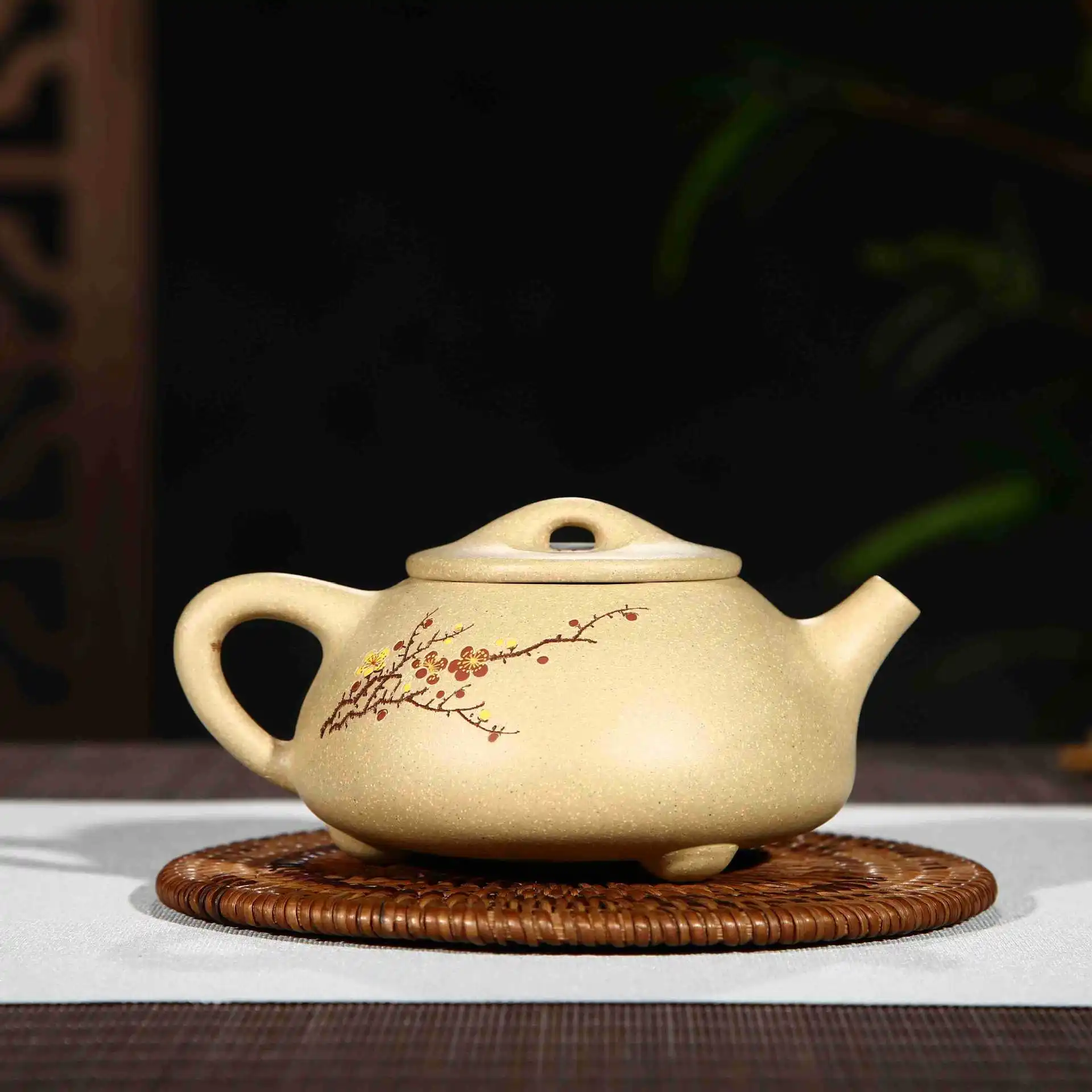 Yixing recommended kung fu tea fragrance state stone craftsmen Wang Fangchun all hand ladle pot teapot tea sets