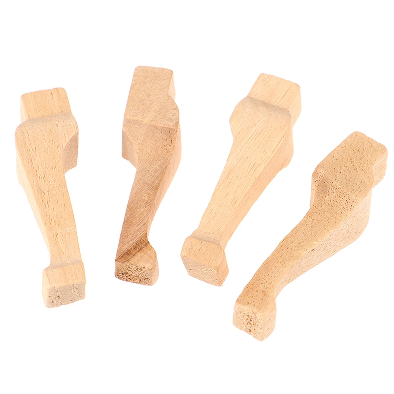 4Pcs FAI DA TE In Legno Gambe del Tavolo per 1/12 Dollhouse Miniatura della Mobili giocattolo Decor Fare Accessori Bambole Decorazione Della Casa