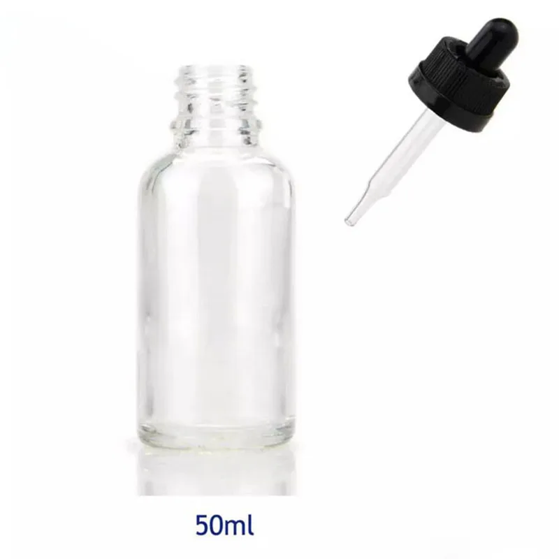 

528Pcs/Lot 50ml Empty Dropper Bottles Clear Essential Oil Bottle Wholesale With Glass Eye Dropper Free Shipping