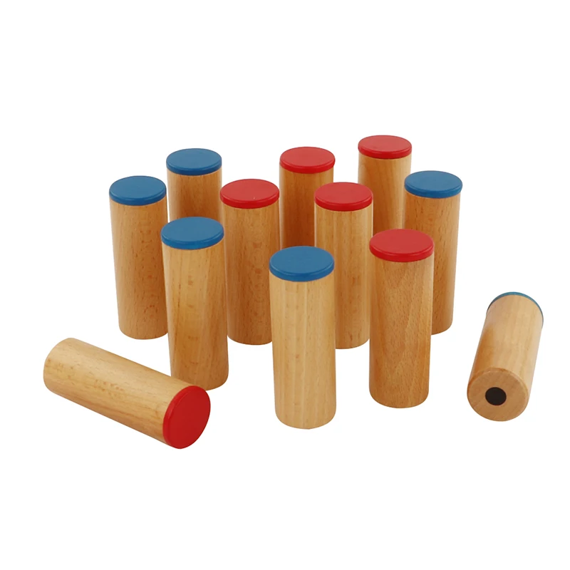 Montessori Learning Material International Version Sound Boxes Wooden Beech Blue Red Painting Sensorial Exercise Educational Toy