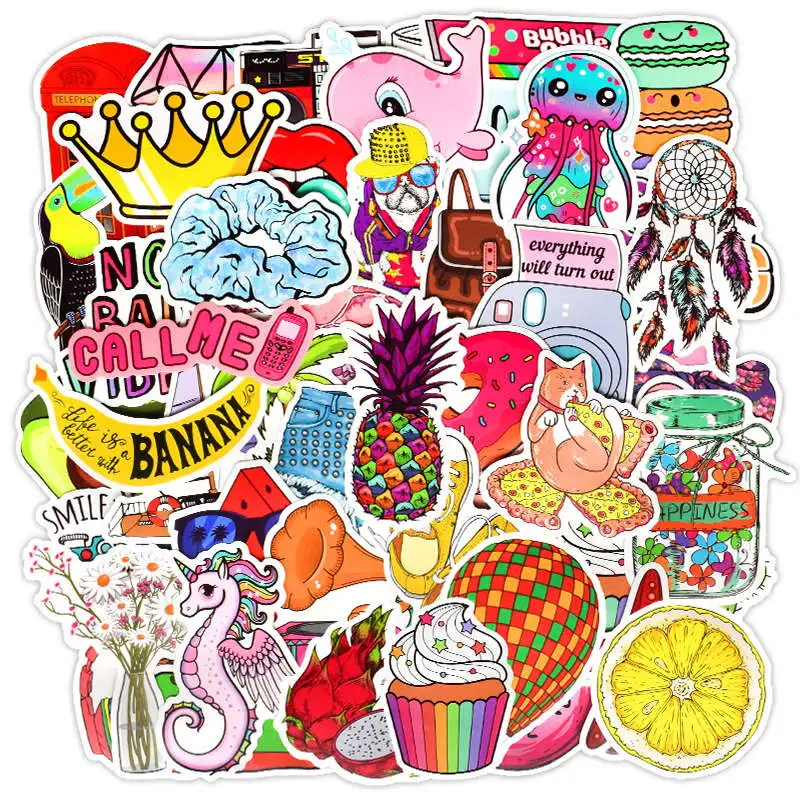 

50pcs cute cartoon stickers refrigerator suitcase decoration Mixed waterproof decal stickers to diy Laptop suitcase notebook car