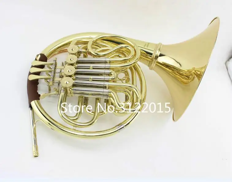 

New Arrival French Horn Brass Gold Lacquer Double 4 Key FB Key b / f Tone With Mouthpiece Case Free Shipping