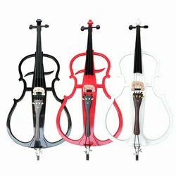 Red black white electric cello 4/4 solid wood  flash long bracket electro acoustic cello stage performance musical instrument