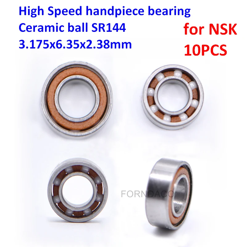 

10pcs Dental Bearings for High Speed Handpiece SR144 3.175x6.35x2.38mm NSK Ceramic Ball Dentist Lab Tools