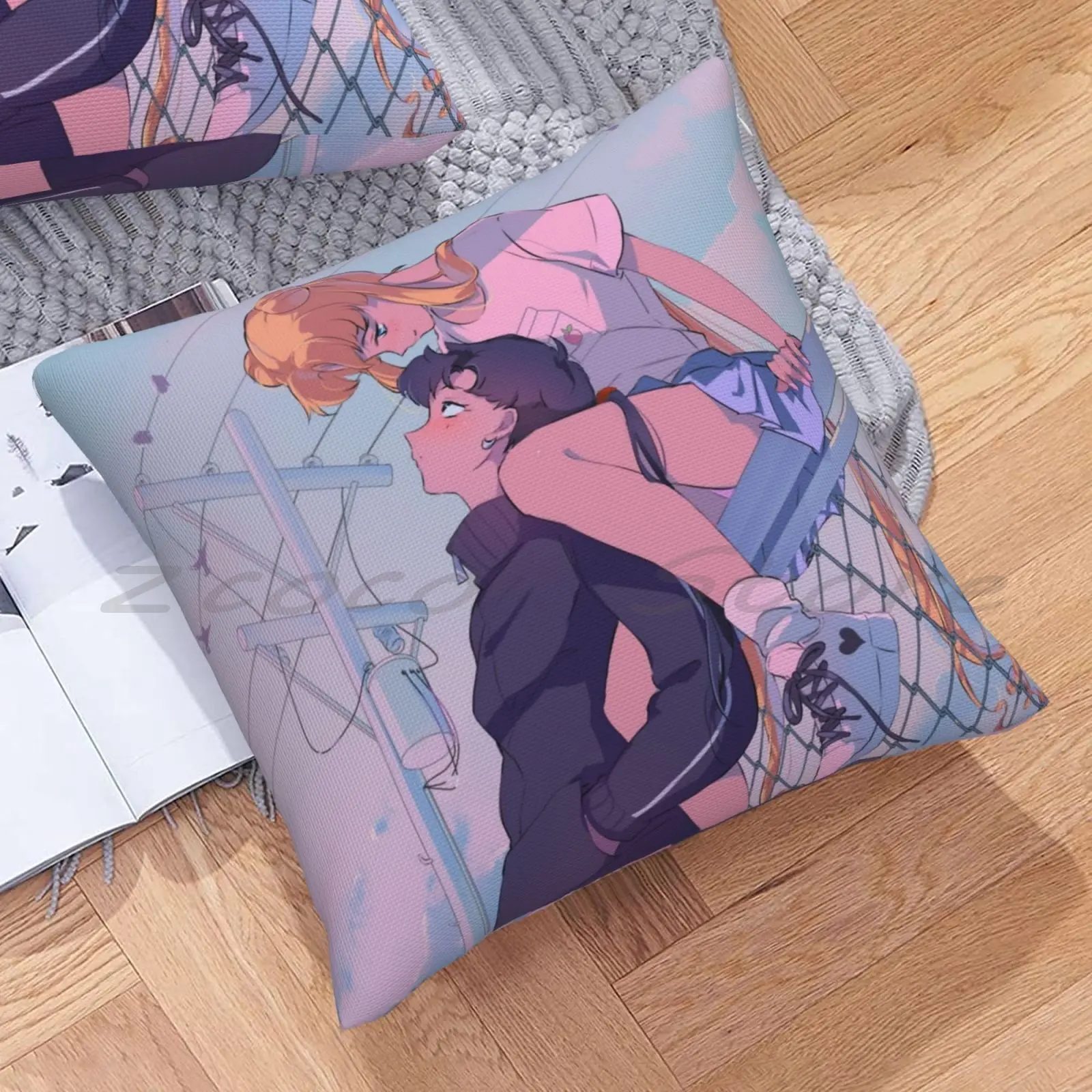 Usagi Tsukino , Seiya Kou Personalized Diy Pattern Plush Linen Velvet Comfortable Pillow Case Sailor Moon Seiya Kou Sailor Star