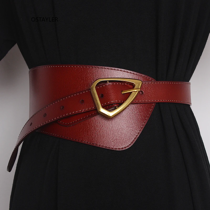 

Multi-color Irregular Women Belt for Suit Shirt Spring Autumn Plain Genuine Cow Leather Cummerbund Corset Ladies Waistband Belt