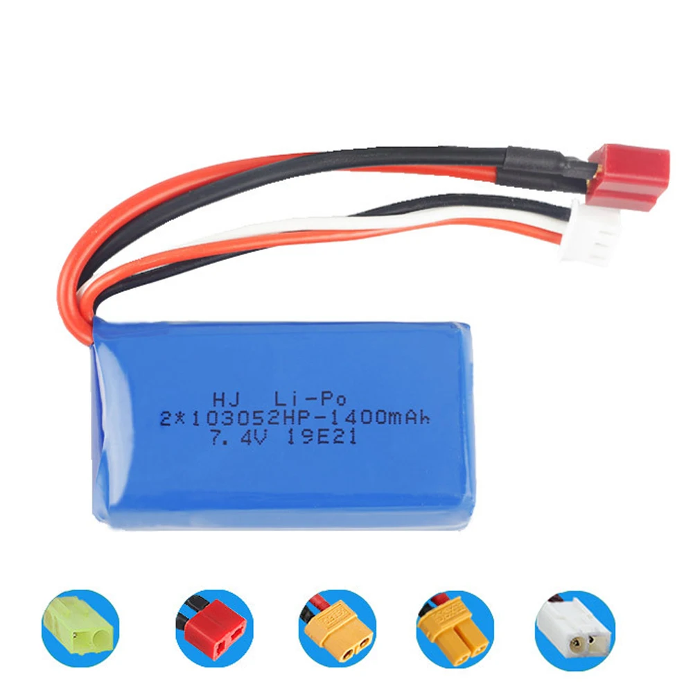 

Battery For Wltoys A959-B A969-B A979-B K929-B Drone Battery 7.4V 1400mah lipo battery for RC toys Cars Helicopters T/EL-2P Plug