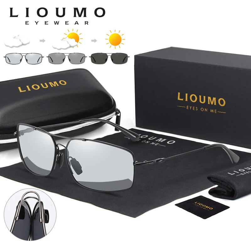 LIOUMO Memory occhiali da sole in metallo donna uomo occhiali fotocromatici polarizzati occhiali da guida maschili camaleonte antiriflesso lentes de sol