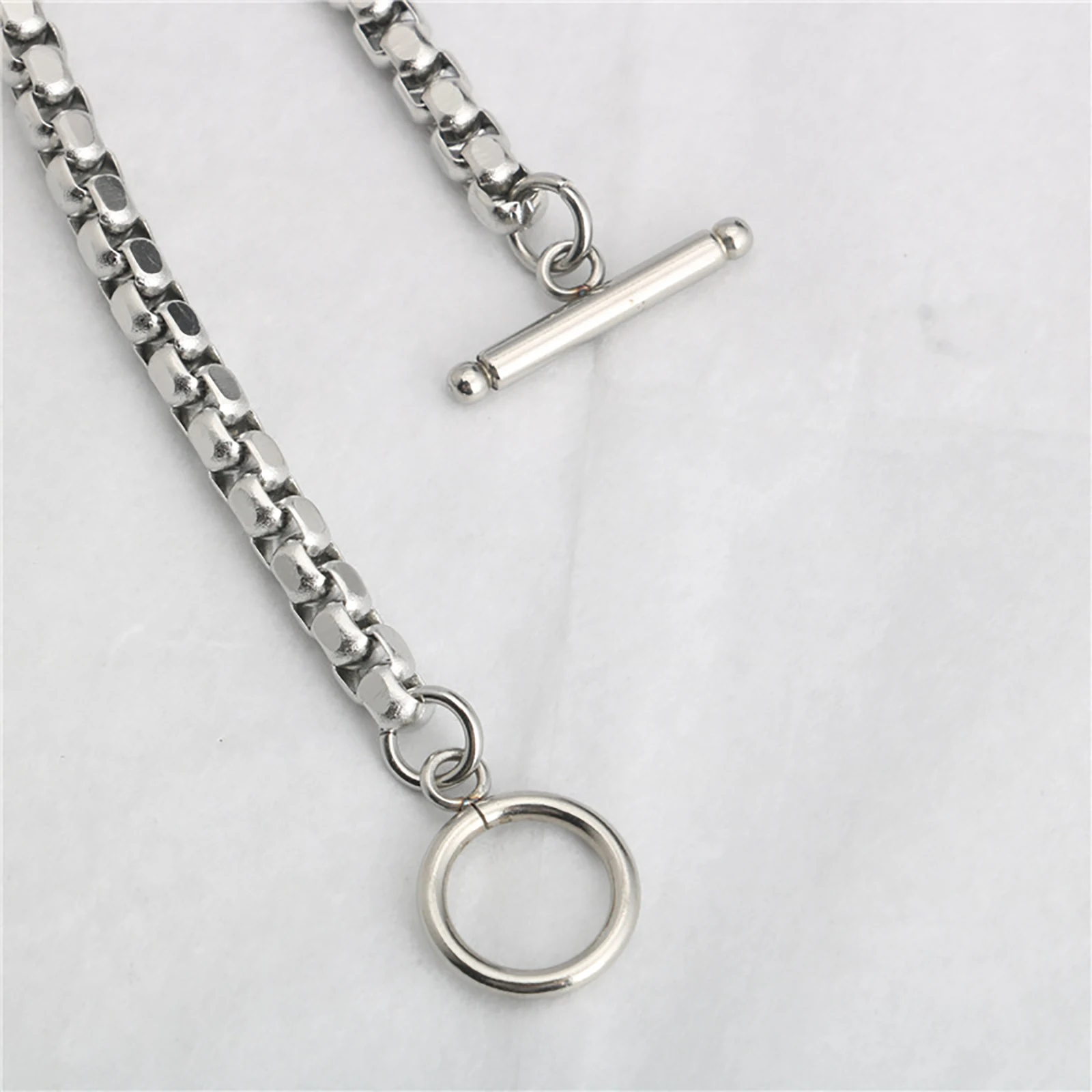 Fashion Stainless Steel Box Chain Findings Bracelets Silver Color Metal Bracelets For Women Man Wrist Jewelry Gifts, 1 Piece