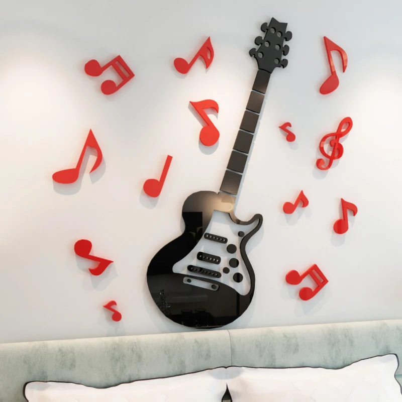 Guitar note Acrylic Wall stickers for Band Practice room Music classroom DIY Art wall decor Training course room Home Decoration