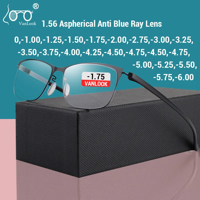 Ochki -5 Men's Myopia Glasses Women Blue Light Blocking Computer Glasses For Shortsight Custom Lens 0 -1 .2 3 4 6