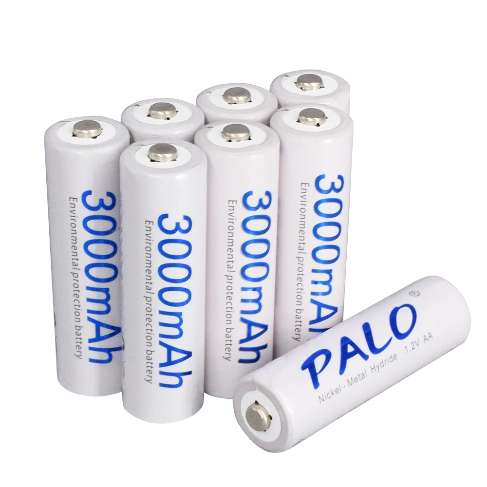 PALO 3000mAh Ni-MH AA Battery Low Self-discharge 1.2V AA Rechargeable Batteries Pre-charged Battery+1.2V AAA AA Battery Charger