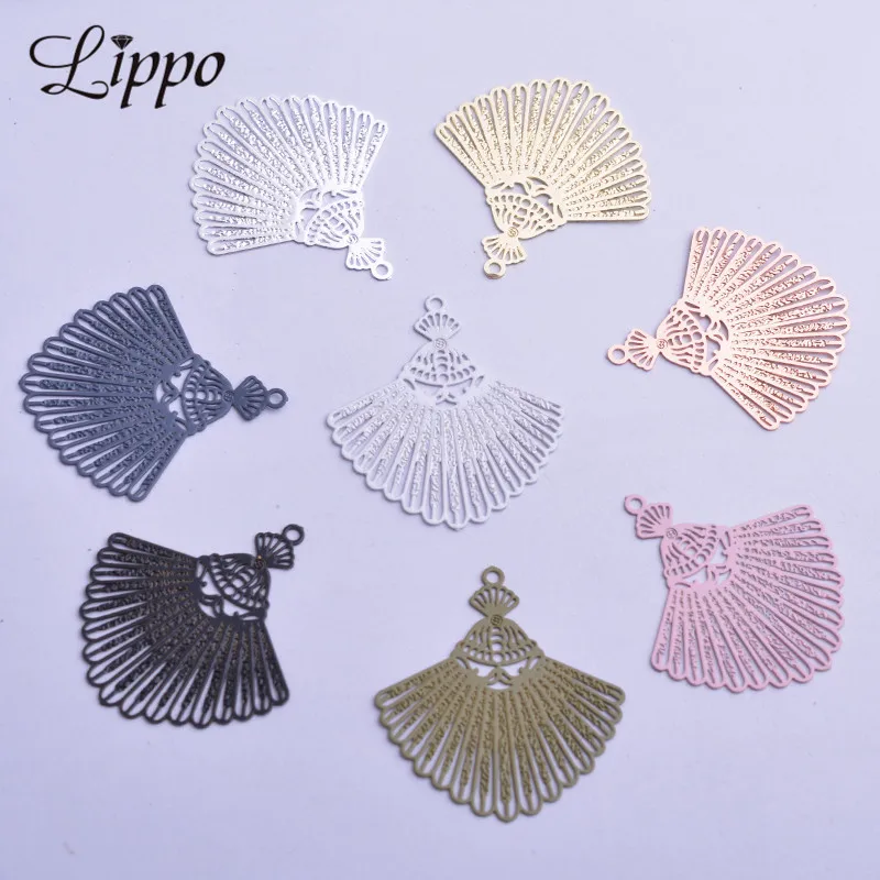 50pcs AC11784 25*28mm Silver color  Sector Charms Rose gold color Fan-shape charm Earring Findings