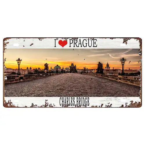 Prague Travel City Car Lisence Vintage Poster Souvenir Metal Sign Retro Plaque For Wall Shop Bar Home Decor 30X15CM  DC-0958A - Image 4