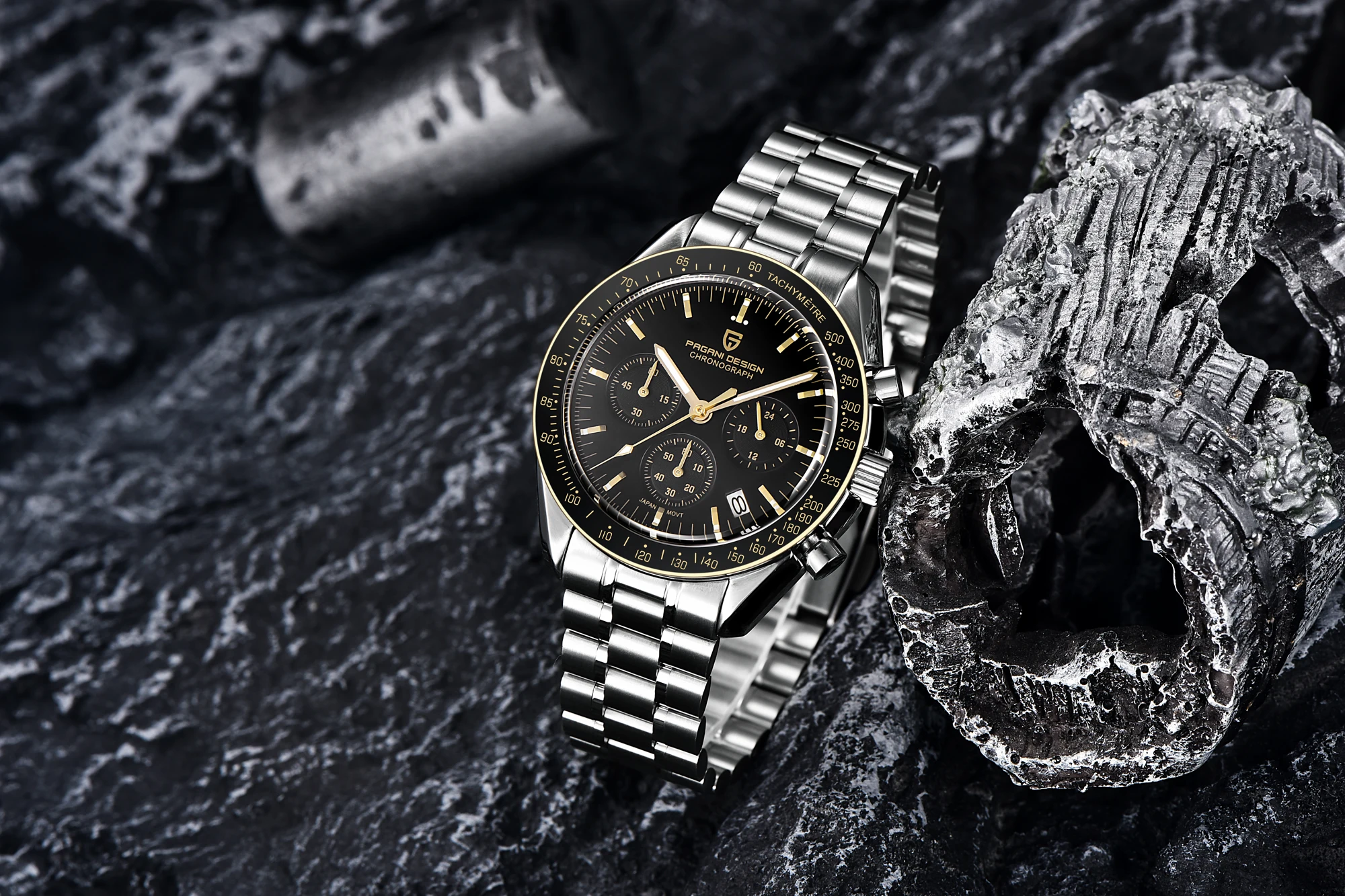 PAGANI DESIGN Orologi da uomo Orologio da polso sportivo al quarzo da uomo Moonwatch Cronografo Data automatica Acciaio inossidabile Specchio zaffiro  1511
