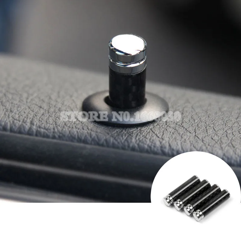 Carbon Fiber Door Lock Pin Knob 4pcs For Ford BMW 1 3 5 7 Series X1 X3 X4 X5 X6 Car Decoration Car Trim