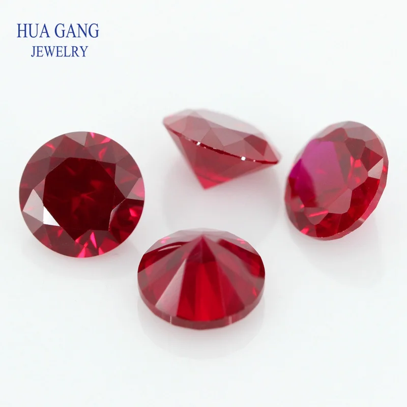 8# Ruby Synthetic Corundum Gems Stone 0.8-12mm Round Brilliant Cut Synthetic Corundum Red Stone Gems For Jewelry