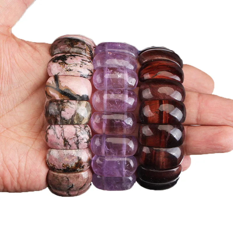 20 Styles 100% Natural Stone Onyx/Amethysts/Turquoise Elastic Rope Bangles & Bracelets Jewelry Energy Bracelet for Women or Men