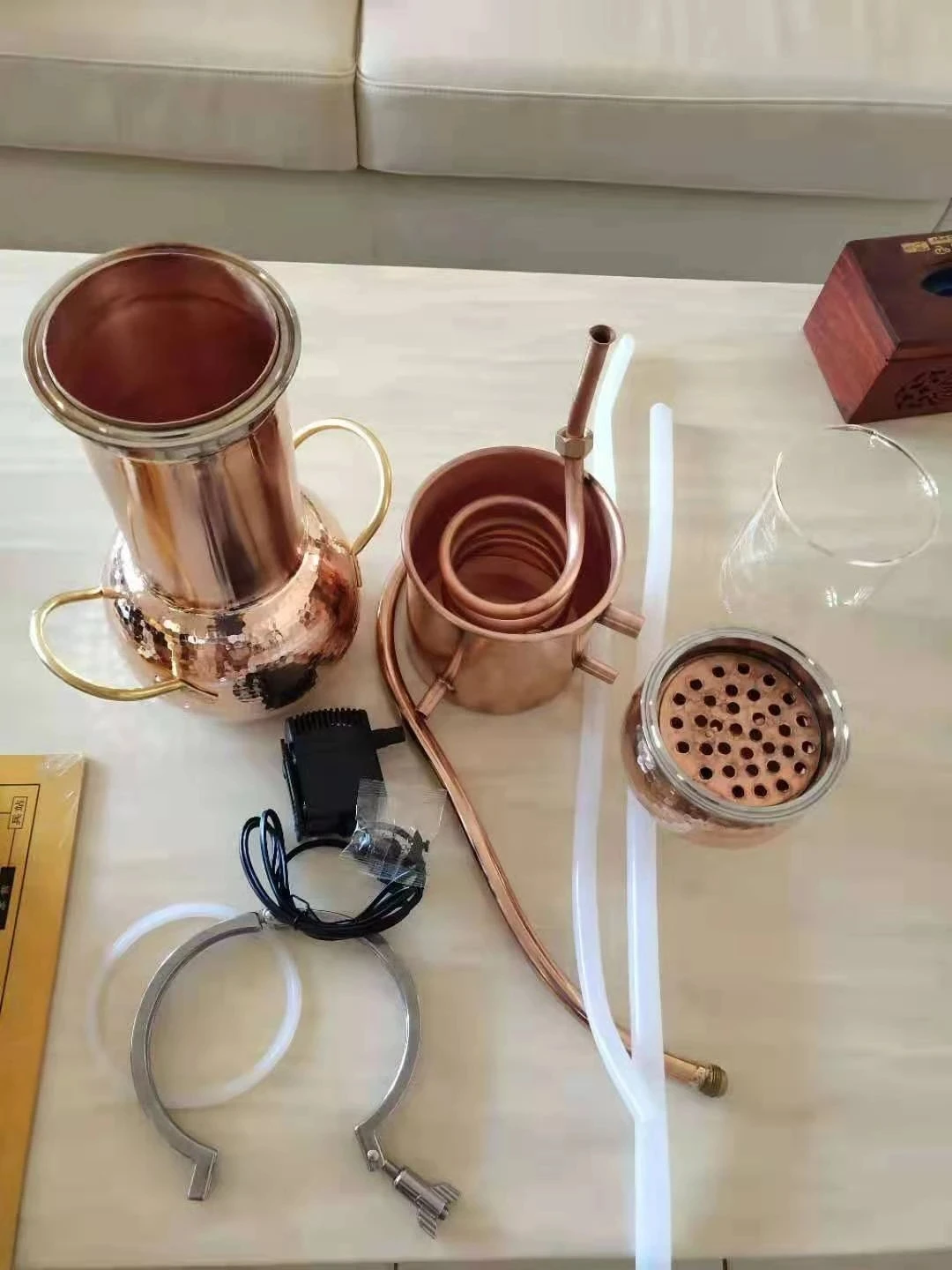 Copper distiller flower essential oil distiller 2L handmade copper alembic distillation set wine steaming machine