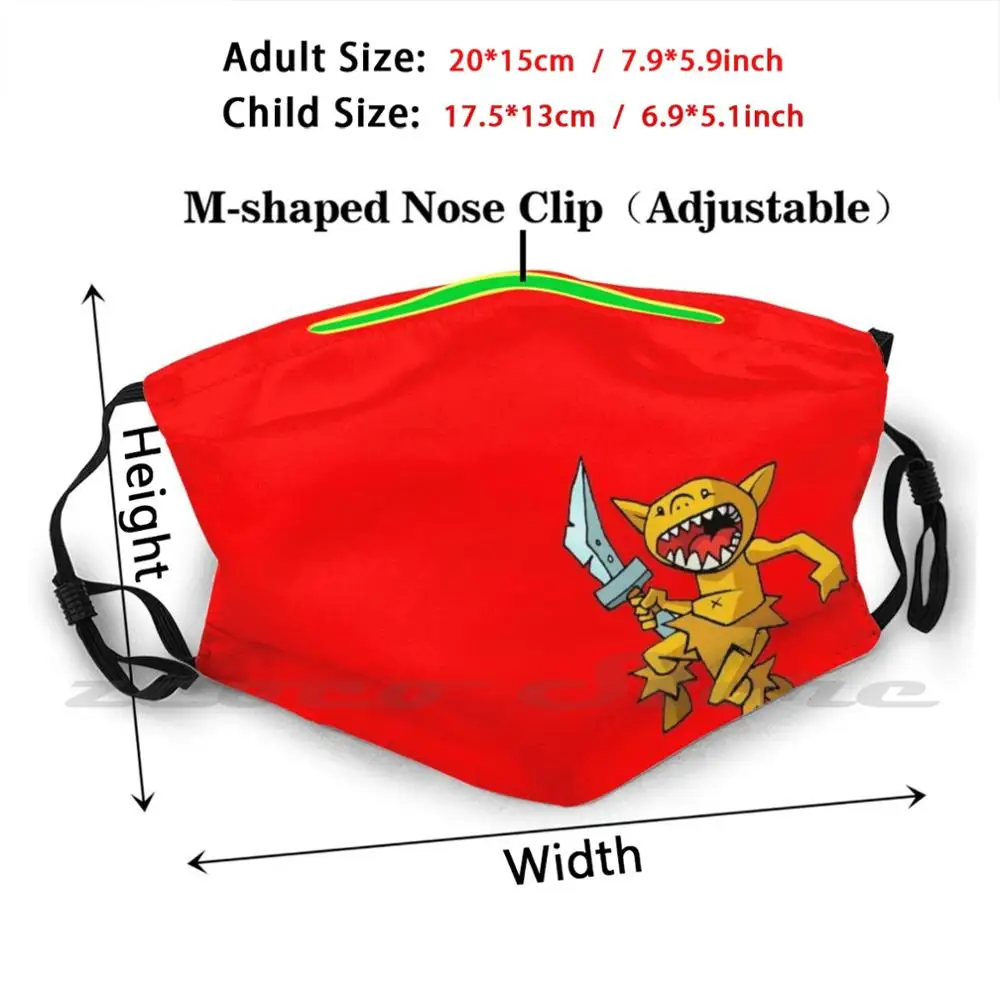 Adorkable Goblin Custom Pattern Washable Filter Pm2.5 Adult Kids Mask Goblin And Dnd Fantasy Monster Rpg