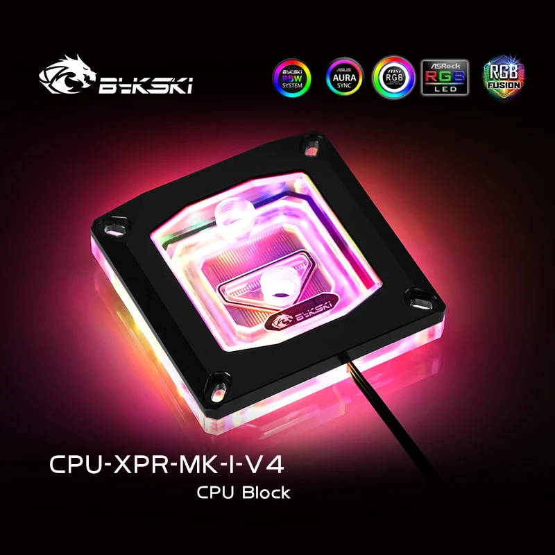 Bykski CPU-XPR-MK-I-V4 CPU блок водяного охлаждения для INTEL LGA1150 1151 1155 1156 1200 1700 / 2011 /2066 черный радиатор RGB AURA