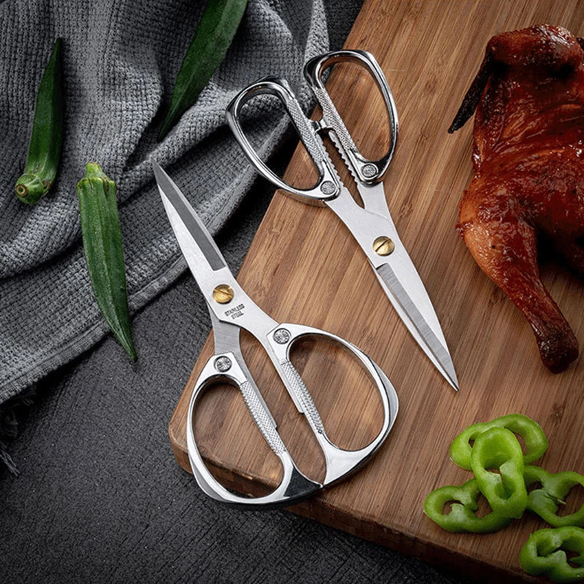 Kitchen Shears Scissors 19cm Stainless Steel Food Scissors for Herbs Chicken Meat Poultry Vegetable Fish Multipurpose Scissors