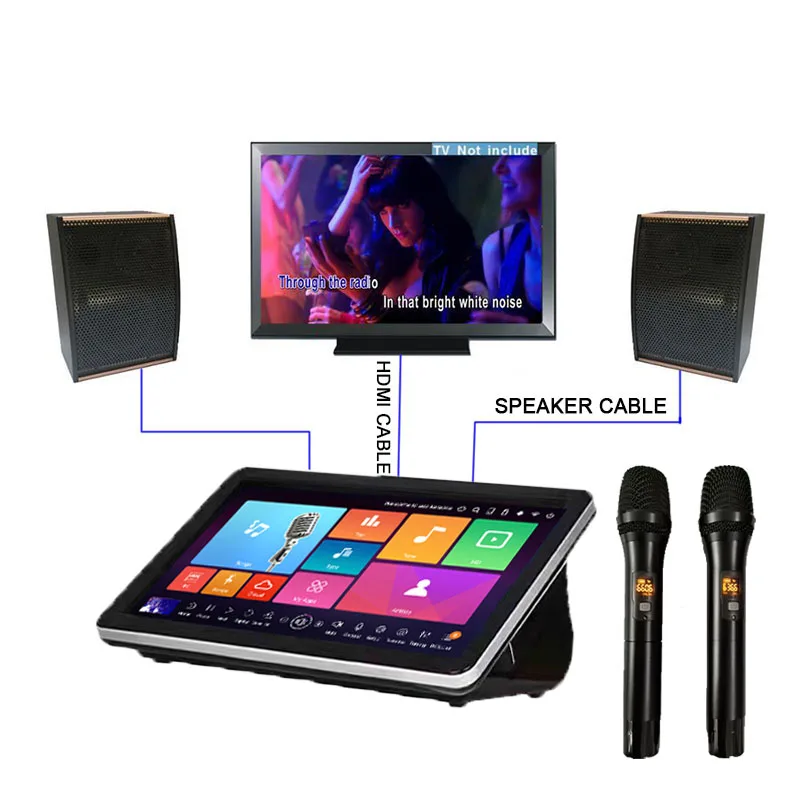 

KTV karaoke All in One Machine( speaker+digital Mixer Amplifier+18.5"Touch Screen+Wreless Microphones+hd Media player Bluetooth