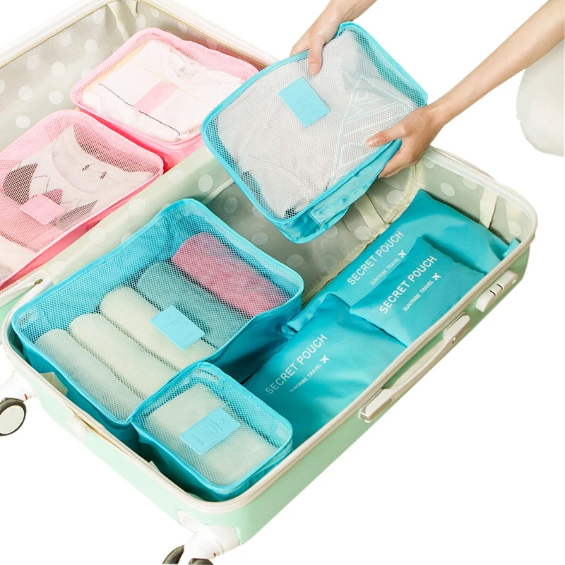 2023 Packing Cubes 6Pcs Set Travel Suitcase Bag New Luggage Organizer Storage Bags For Clothes Shoe Pouch Travel Accessories