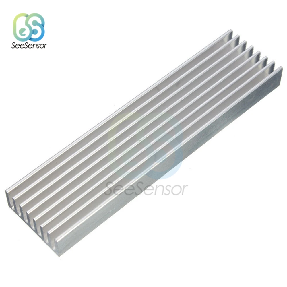 Durable Silver Aluminium Radiating Fin Cooling Heatsink for LED Power Transistor Electrical Radiator Chip 100x25x10mm 100x35x10m