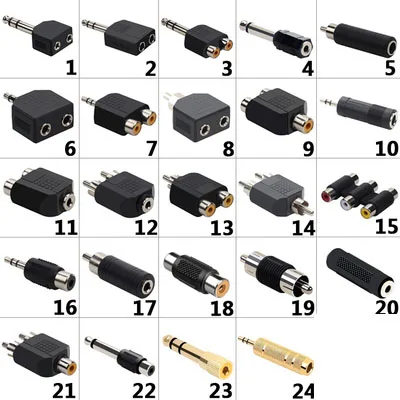 3.5mm Male / Female Plug Jack Stereo Coupler Adapter 3.5 mm Mono Stereo to 6.35 RCA Charging Connector for iPhone PC Phone