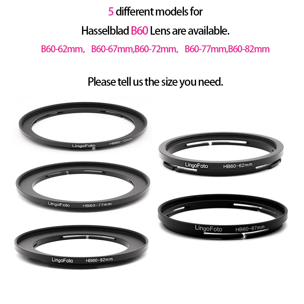 Hasselblad B60 โลหะกรองอะแดปเตอร์แหวนสําหรับ 62/ 67/ 72/ 77/ 82 มม.กรอง Hasselblad B60 bayonet mount