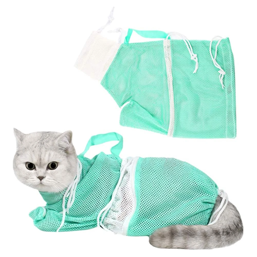 Borsa da bagno regolabile di quarta generazione Cat Shower Mesh Net Bag Kitten Bath Bag Grooming Kitty Wash Bag Pet Nail trim Ear Clean