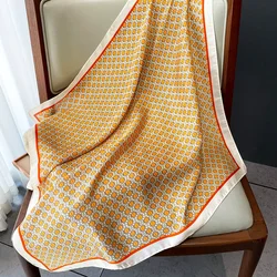 2022 Fashion Print Silk Scarves Four Seasons Sunscreen Kerchief Popular 70X70CM Square Headcloth Korean Style New Beach Shawls