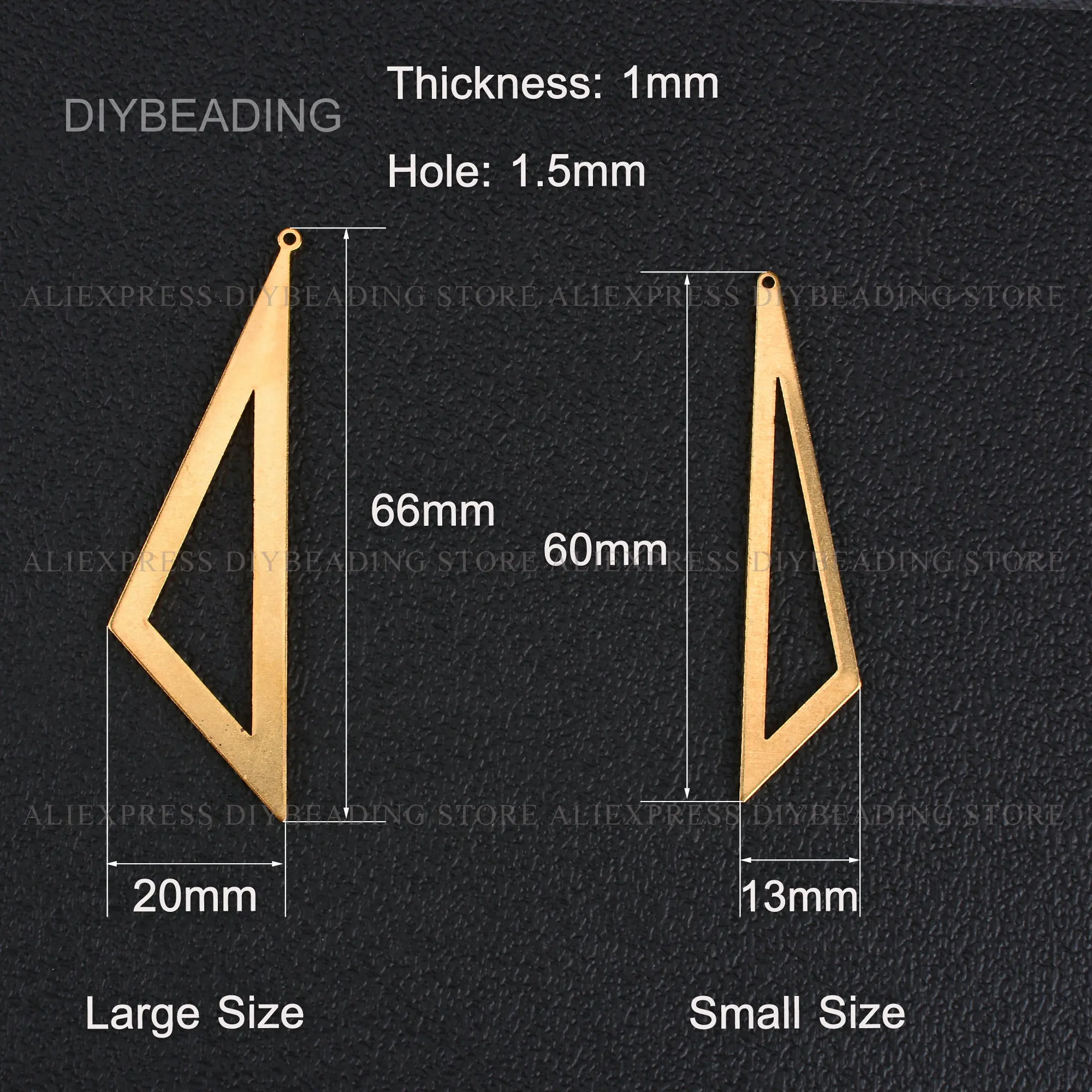10-200 Pcs Geometric Charm Finding for Jewelry Making Raw Brass Long Triangle Charming Component Online Lots Wholesale Supply