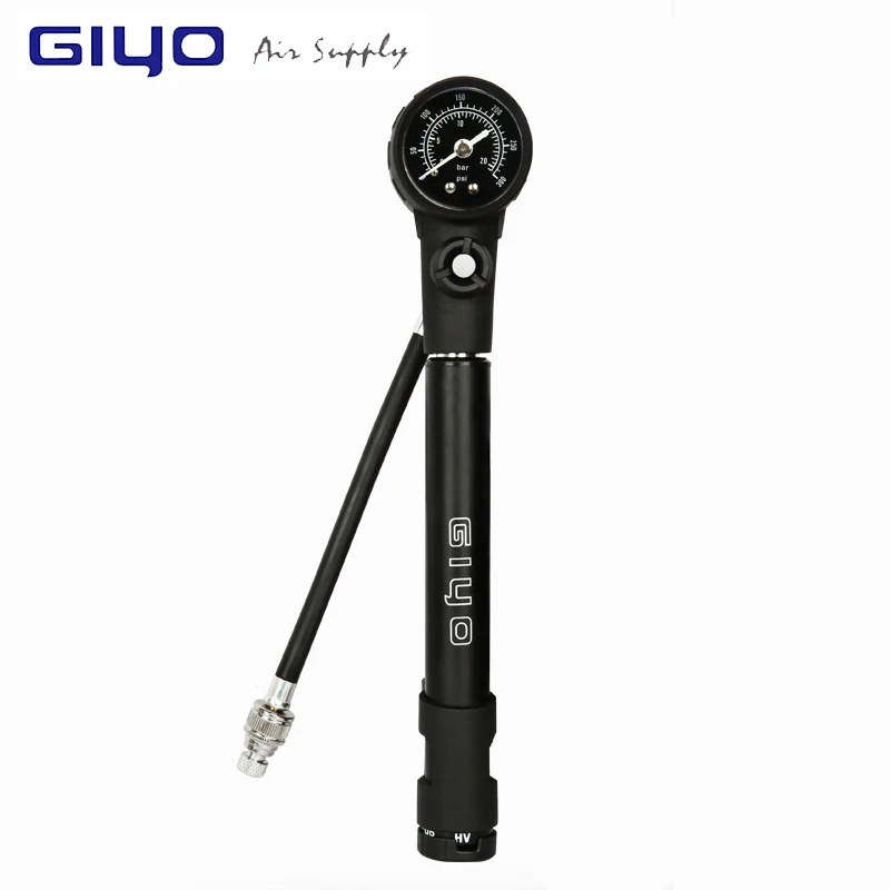 GIYO GS-41E MTB Bicycle Bike Tire Pump & Shock Pump for 300PSI High Pressure Gauge for Fork & Rear Suspension with Mount Bracket