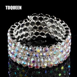 TDQUEEN Bangles Womens Ladies Crystal Rhinestone Bangle 4 Rows Spiral Big Iridescent AB Stones Crystal Bangle Fashion Bracelets