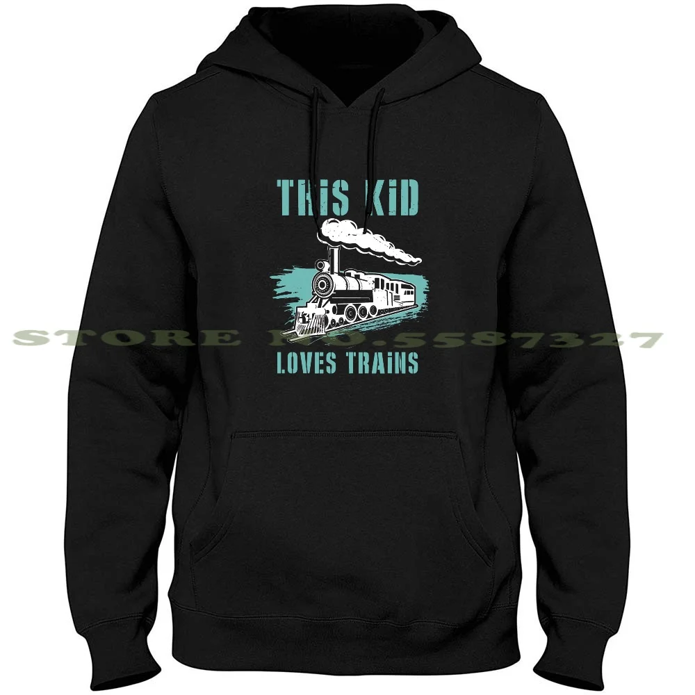 Train / Railway: This Child Loves Train Motif Long Sleeve Hoodie Sweatshirt Train Choo Choo Railroad Locomotive Track Signal