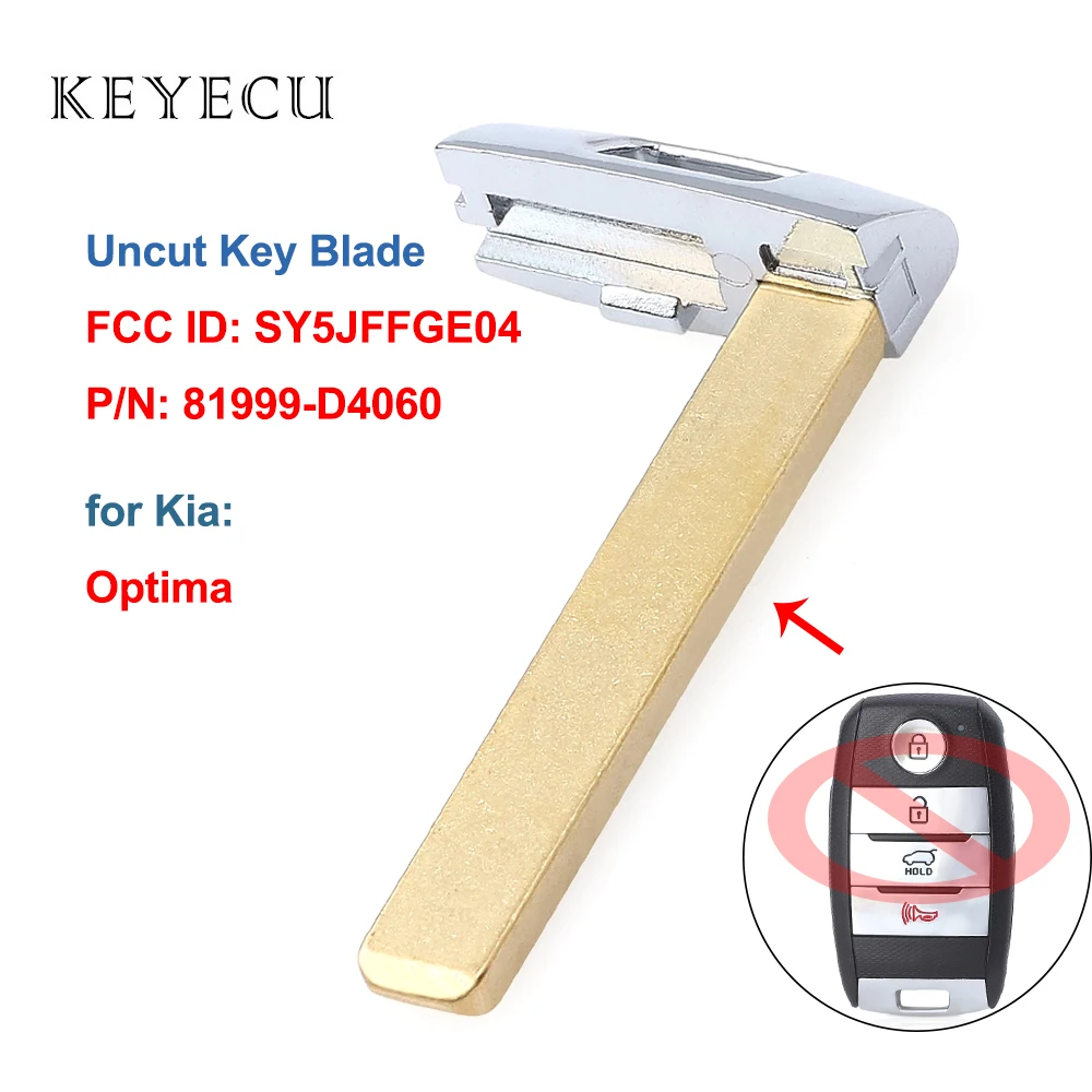 Keyecu 2PCS/Lot Uncut Emergency Insert Key Blade for Kia Optima 2016 2017 2018 Prox Smart Remote Key FOB SY5JFFGE04, 81999-D4060