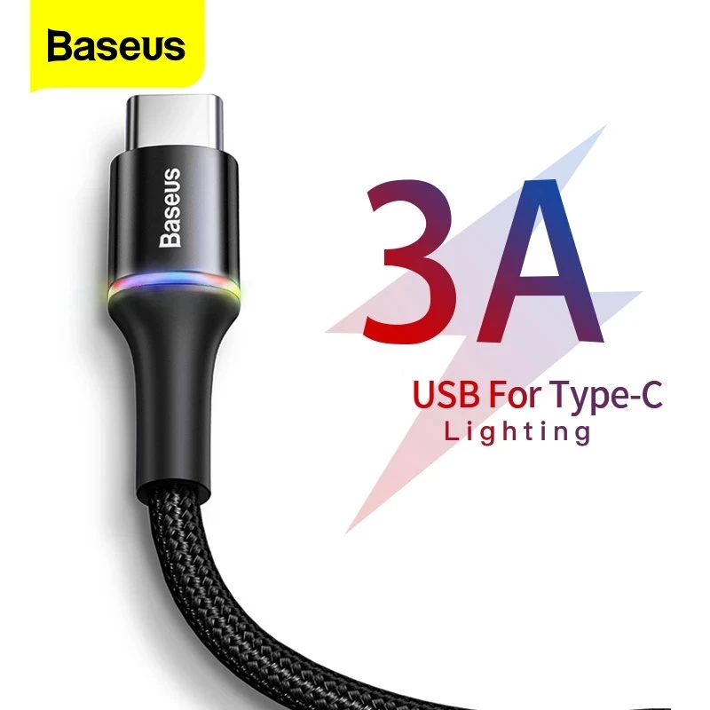 Baseus USB C Cable Type C Cable For Samsung S9 S10 OnePlus 6 6t Fast Charging USB Type C Cable Charger Cord For Xiaomi Redmi 10