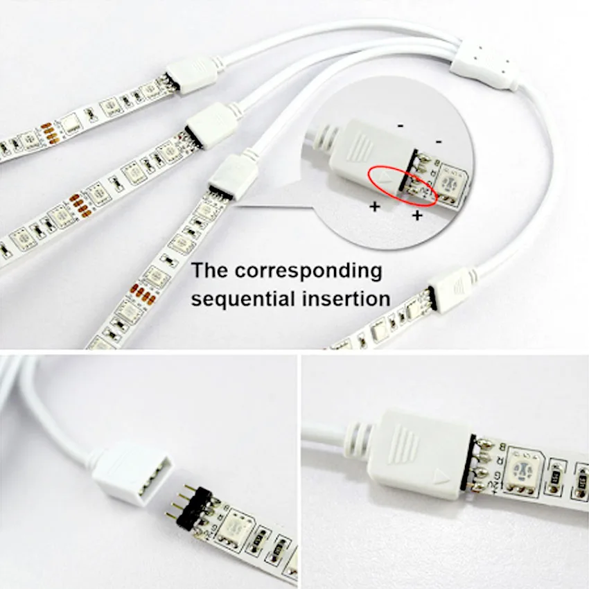 4-pinowy kabel łączący RGB 1 do 2 3 4 porty Przedłużacz LED Rozgałęźnik Przewód do taśmy LED RGB z 4-pinowymi wtyczkami