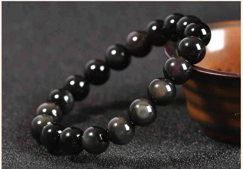 Blazing obsidian stretch bracelet vintage punk folk hip-hop rock fashion bracelet jewelry