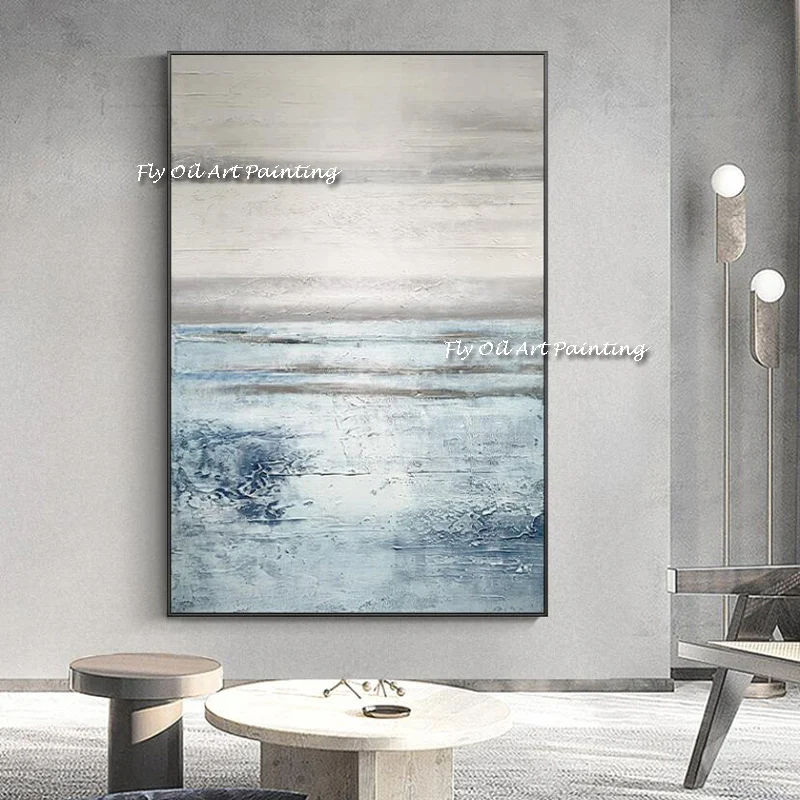 100% HandPainted Newest Abstract Oil Painting Decorative Painting Simple Nordic Home Room Thick Gray Painting For living room