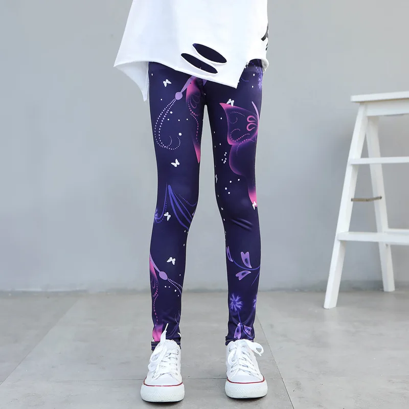 Leggings para niña, pantalones finos con estampado elástico para primavera y otoño, pantalones coreanos para niños, ropa de verano