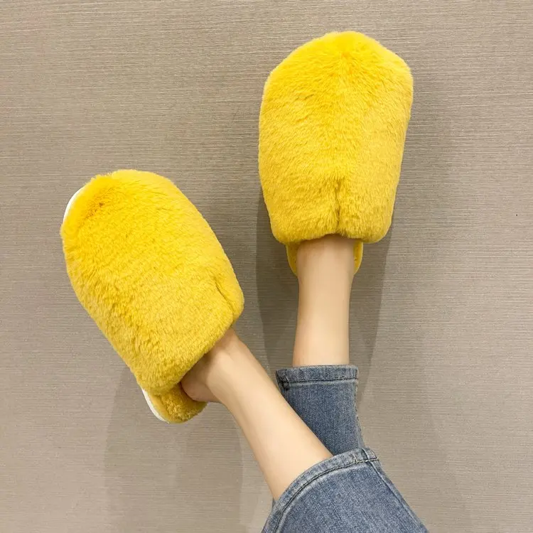 

Autumn and Winter Ladies Cotton Slippers Simple and Comfortable Cotton Slippers Women Flat Slippers Women Furry Slippers Women