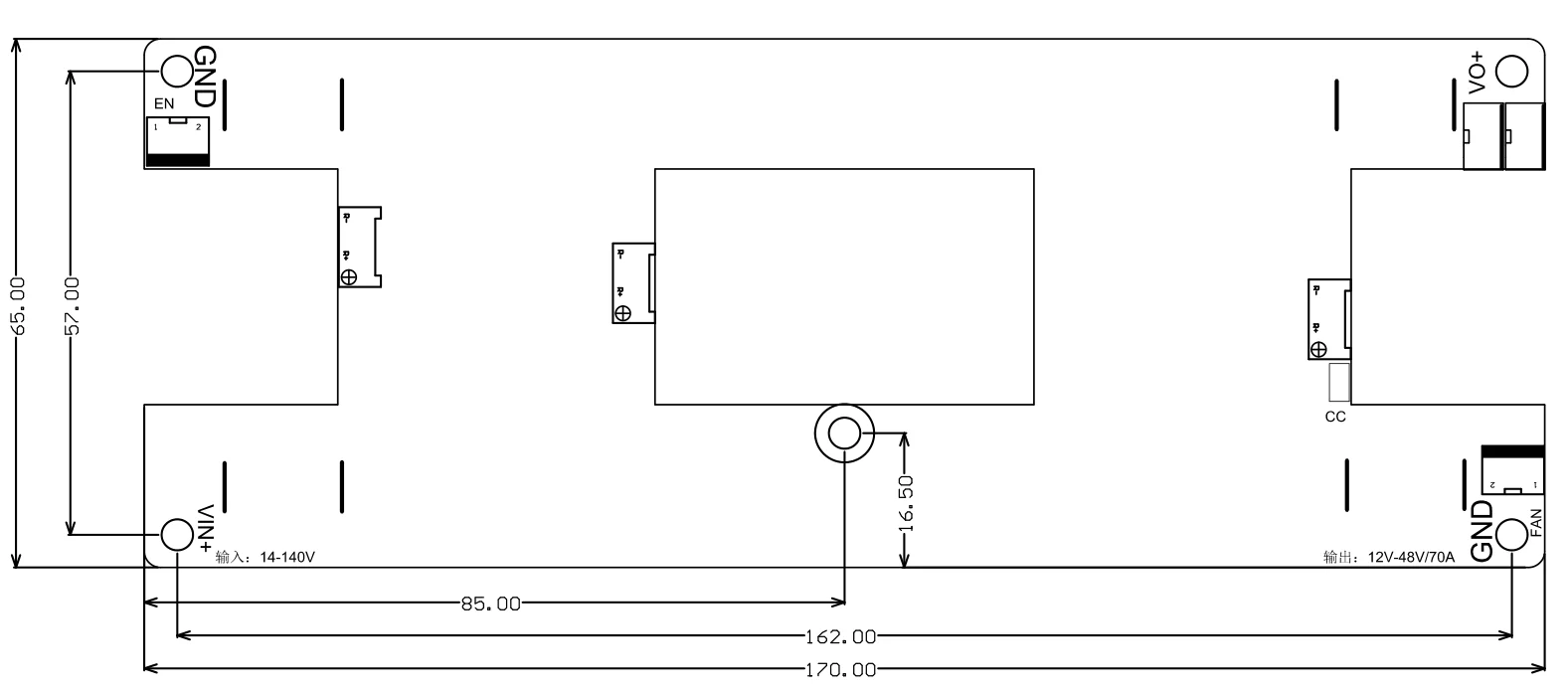 DC Step-down Power Input 15-140v Output 5-56v / 25a-70a High Efficiency Fuel Cell Power Supply