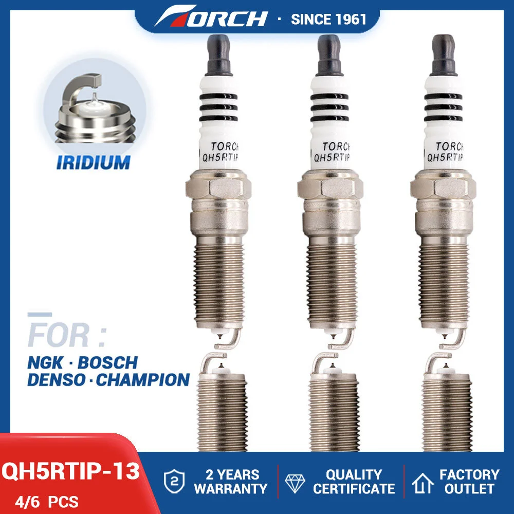 Iridium Platinum Spark Plugs TORCH QH5RTIP-13 Candles Replace for 90607/ILTR5K13 3811/ILTR5A-13G 90083/LTR5BI-13 HR8NPP302