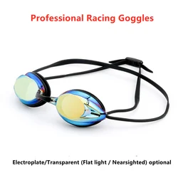 Professional Racing Swimming Goggles Unisex Swimwear Eyewear Electroplated Plating Transparent Nearsighted Anti-fog Lens Glasses