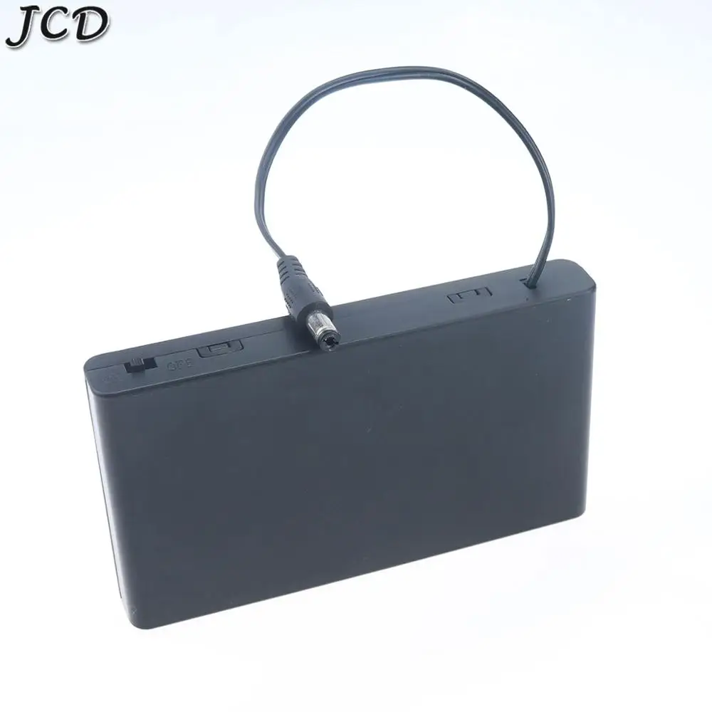 JCD 8x slot 12V AA Plastic Battery Case Storage Box Enclosed Holder With DC 5.5*2.1 Power Jack Male Plug With Cover Wire Lead