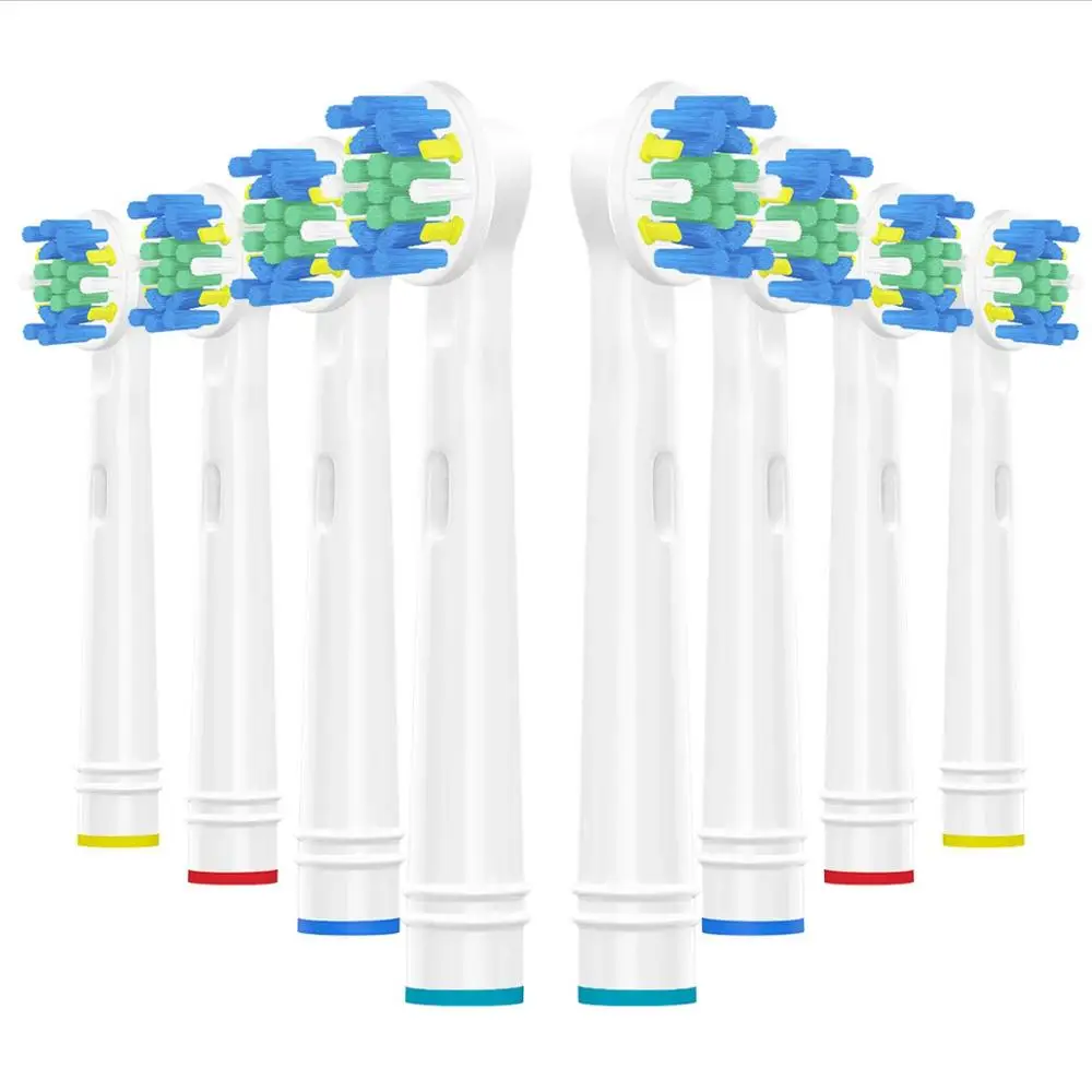 Cabeças da escova de dentes da substituição de 8 pces para o oral b, cabeças da escova das cerdas do floss-like para cerdas profundas do pulso da